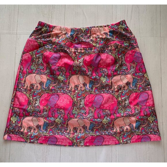 Elephant Print Womens Skirt By Skinz S Nylon & Spandex Vibrant Pink & Multicolor - Picture 9 of 9